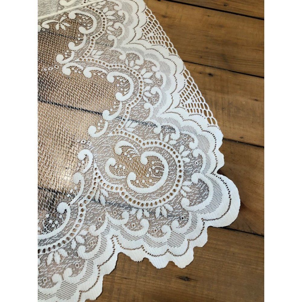 Vintage Heritage Lace Embroidered Window Valance Floral Lace 60”w x 18”l - Picture 4 of 6